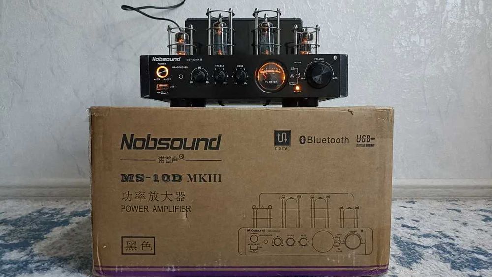 Ламповый усилитель "Nobsound" с колонками "Sanyo" и сабвуфером