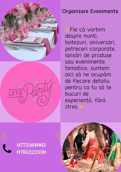 Organizam evenimente/ oferim ospatari cu experienta/servicii complete