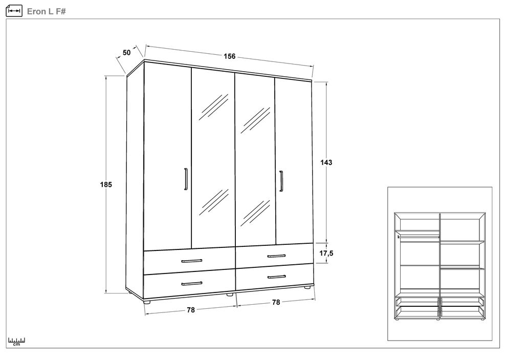 Гардероб, четирикрилен гардероб