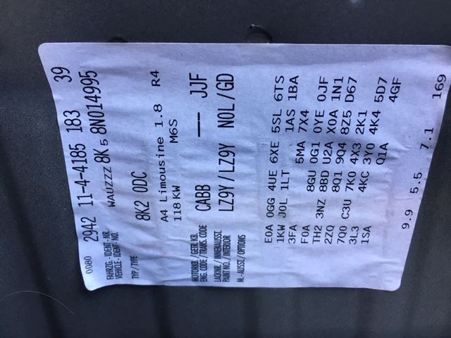 Dezmembrez Audi A4 B8 1,8 TFSI