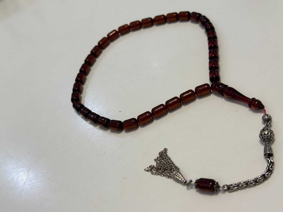 Четки тасбех серебро и камень натуральный полировка