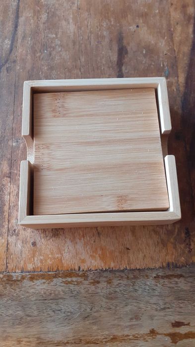 подложка за чаша комплект дървени масивни от бамбук, естествен