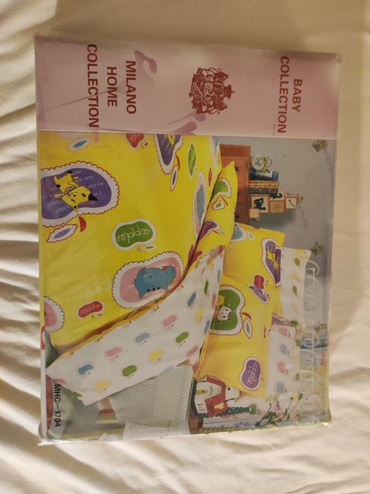 Lenjerie pat noua cu pisici 1 persoana copii 3 piese cearceaf pat