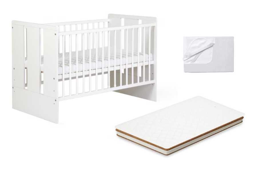 Vand patut NOU bebe alb cu saltea cocos si protectie Impermeabila