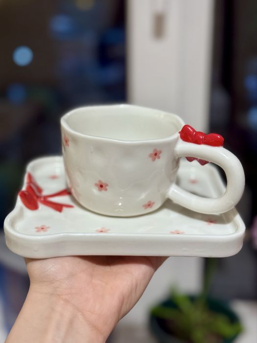 Чашка керамическая с тарелкой