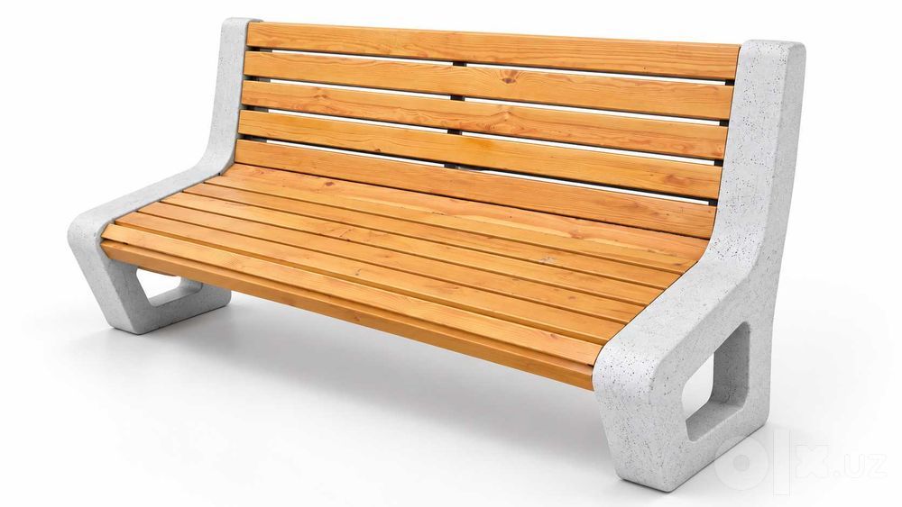 Beton tayanchli yog‘och skameyka — park va hovli uchun