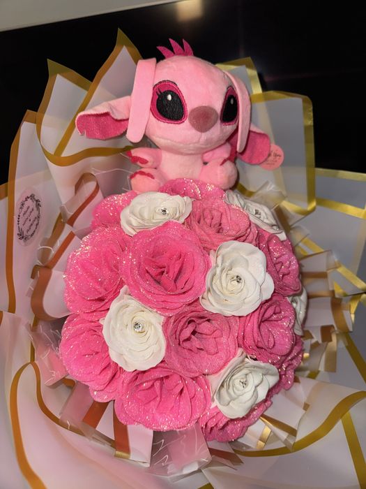 Buchet trandafiri premium cu sclipici