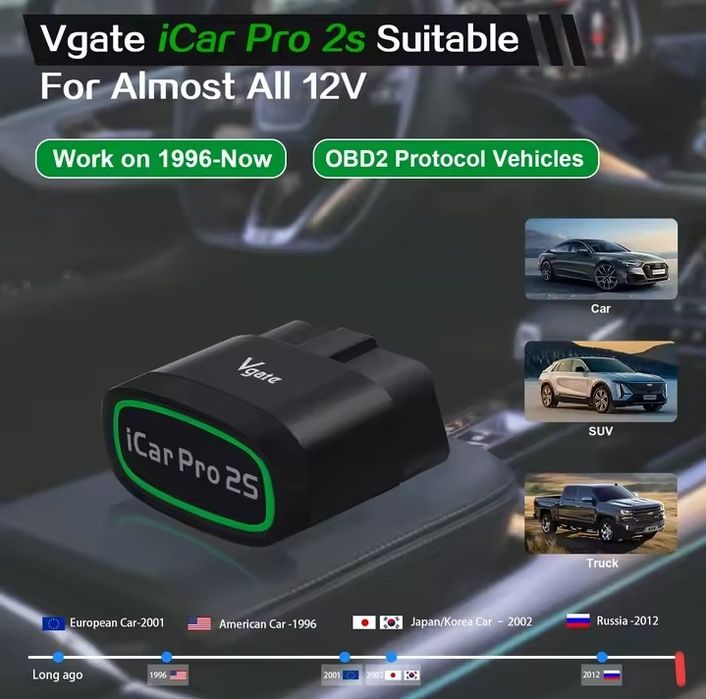 Промо! Vgate iCar Pro 2S (Bluetooth 5.3 + BLE) OBD2 Диагностика и Кодинг - Новият модел