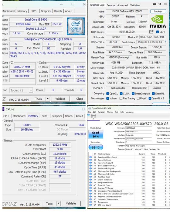 PC Gaming i5-8400 + GTX 1050Ti 4GB | 16GB RAM | SSD 250GB | Windows 11