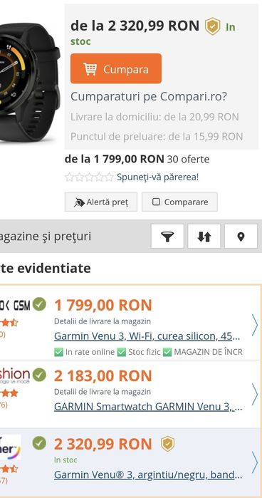 SmartWatch GARMIN Venu 3. Nou. GPS. Ecran Amoled