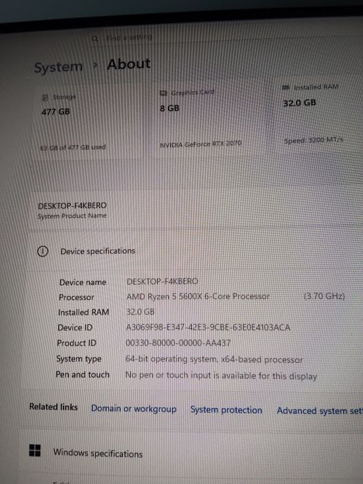 PC amd 5 5600X ram.32g.rtx 2070 8G