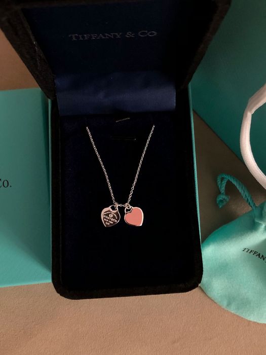 Lant Lantisor Tiffany & Co Doua pandantive roz piatra