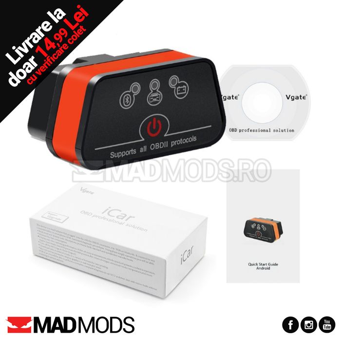 Diagnoza Vgate iCar Bluetooth BMW Exx, Fxx, Gxx, I & Mini 2008-2023