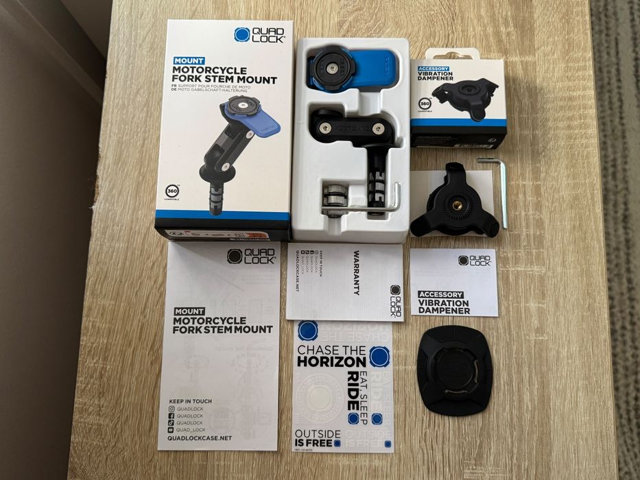 Quadlock Fork Mount + amortizor + prindere telefon moto suport motocicleta quad lock