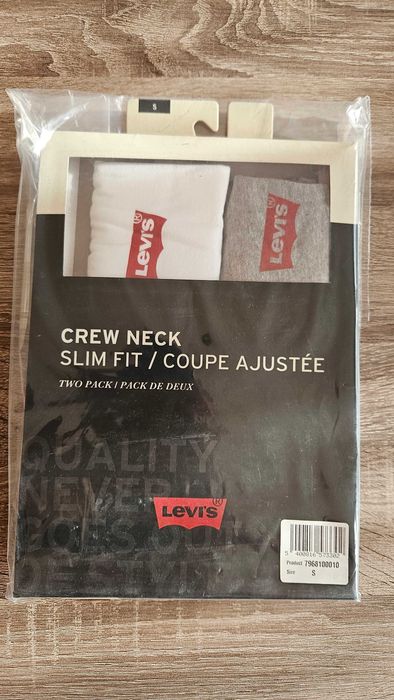 Пакет две нови оригинални мъжки тениски LEVI'S - бяла и сива -размер S