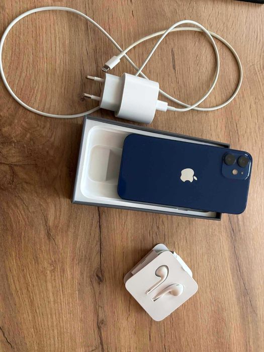 Iphone 12 Mini + Зарядно и слушалки (64GB, blue)