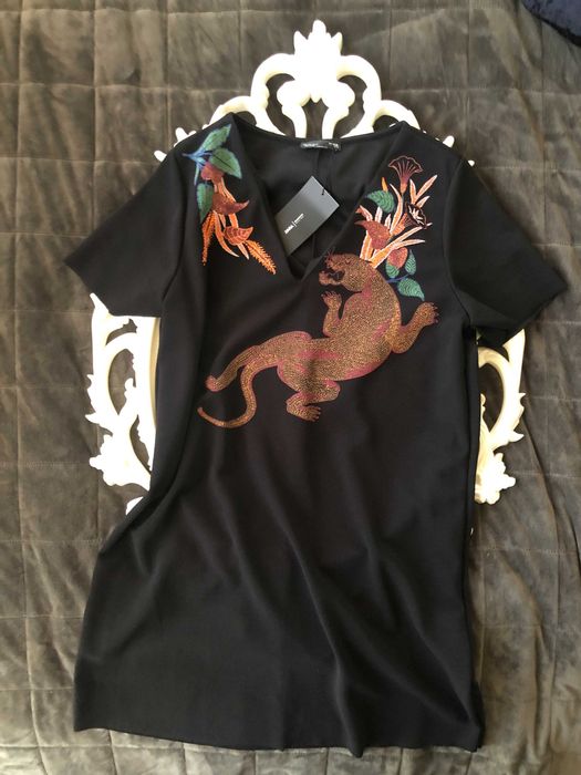 Rochie noua ZARA cu imprimeu broderie leopard, marime L