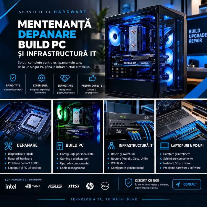 Service Reparații Laptop, PC, Console, Infrastructuri