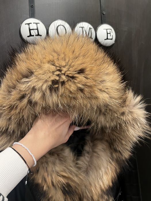 Кожено яке с лисица пух