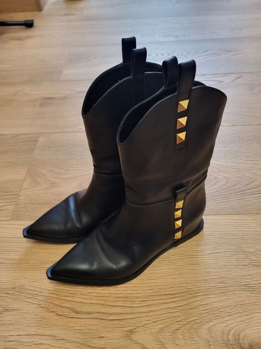 Cizme Musette , marimea 36 , piele de vitel , cowboy