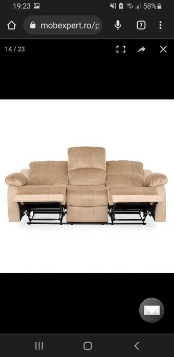 Canapea Mobexpert (model Pasadena cu 3 locuri si 2 reclinere)