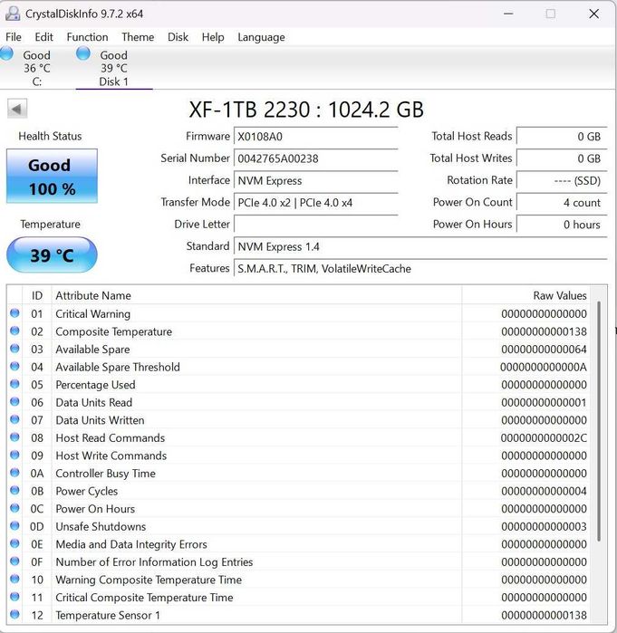 SSD NVMe KingSpec 1TB M.2 2230 Gen4 Steam Deck ROG Ally Surface