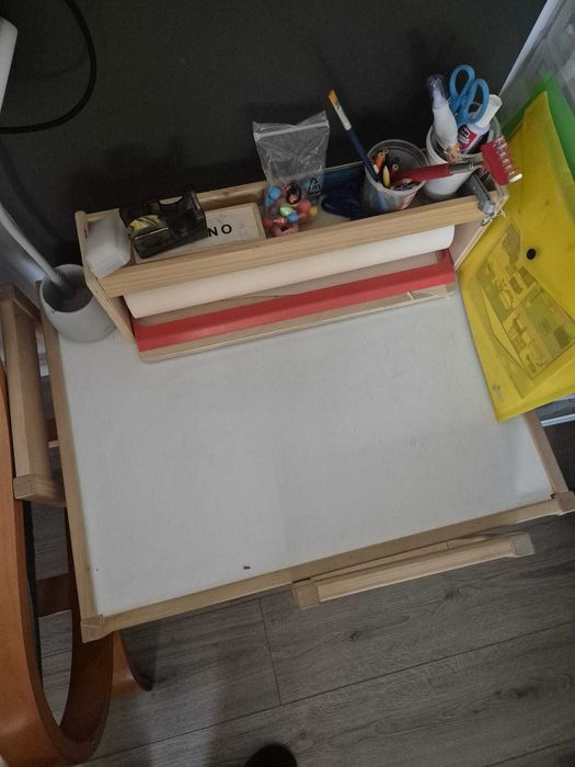 Masa pentru copii + 2 scaune, alb/pin