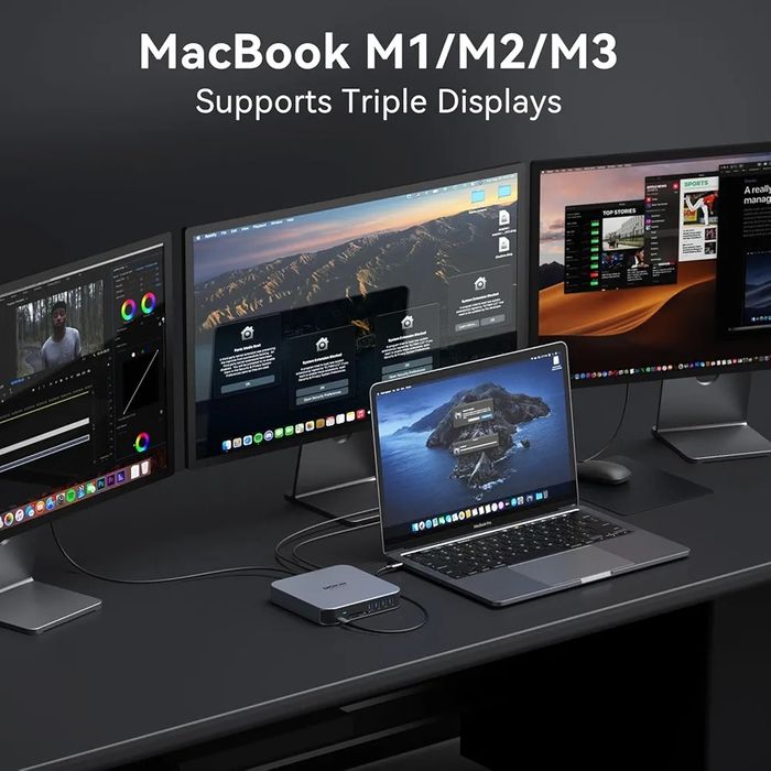 Docking station Mokin hdmi 4k display port,lan,slot card,100w PD