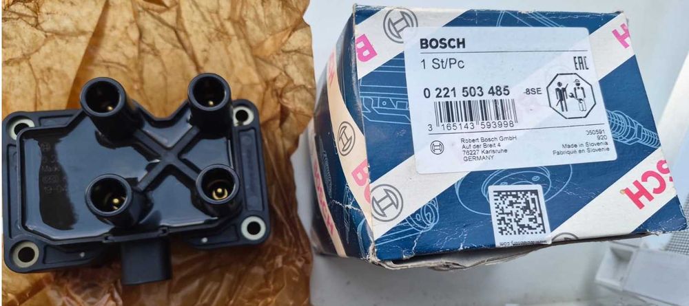 Bobină inducție BOSCH originală cod 0221503485 - NOUĂ - Ford Fiesta, Focus, C-Max, Mondeo, Fusion, etc.