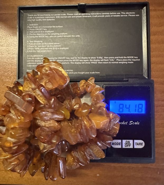 Старинна огърлица от необработван кехлибар и гривна