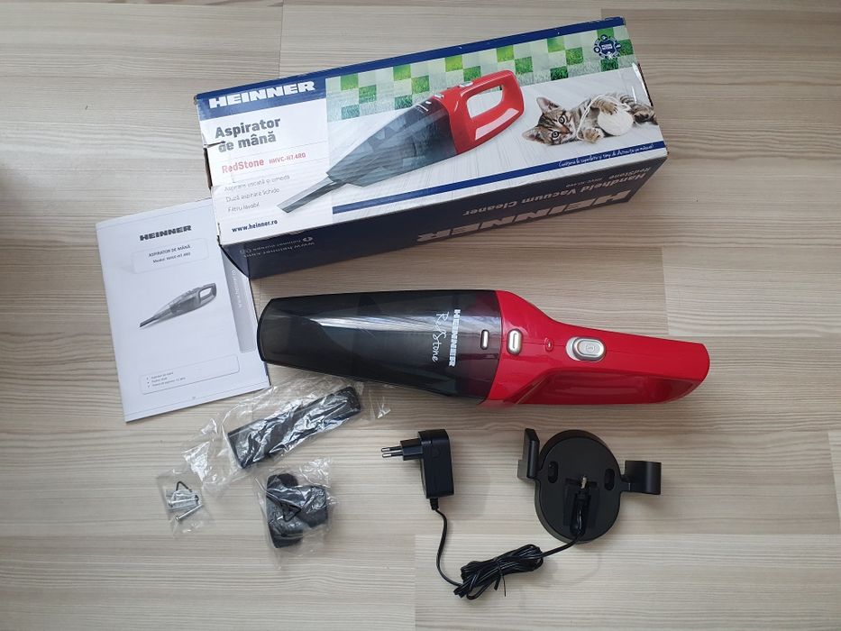 Aspirator de mana Heinner HHVC-H7.4RD, 0.55 L, filtru lavabil, Rosu