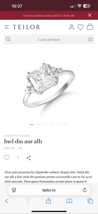 Inel din aur alb 14k ,Teilor !!