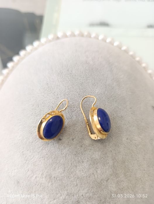Cercei aur 18 k și lapis lazuli!