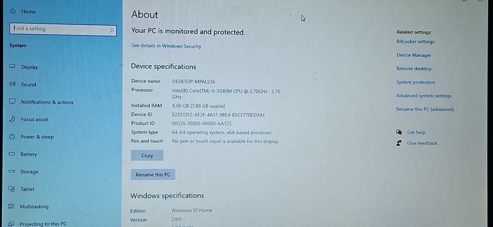 Laptop Toshiba I5 8 GB Ram 256 ssd