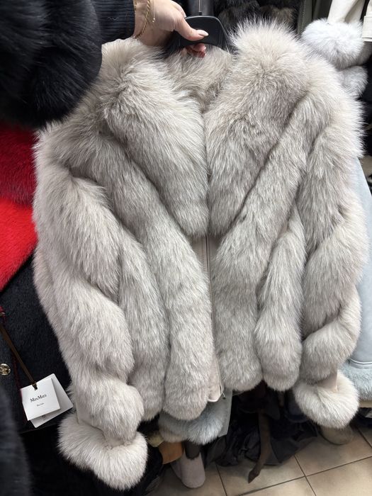 Палта от алкантара и естествен косъм лисица