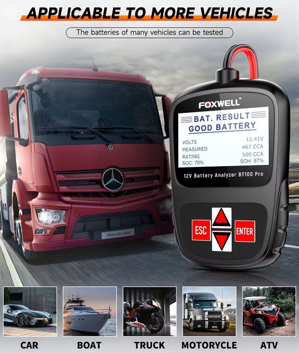 Tester de baterii auto FOXWELL BT100 Pro 12V pentru analizor digital