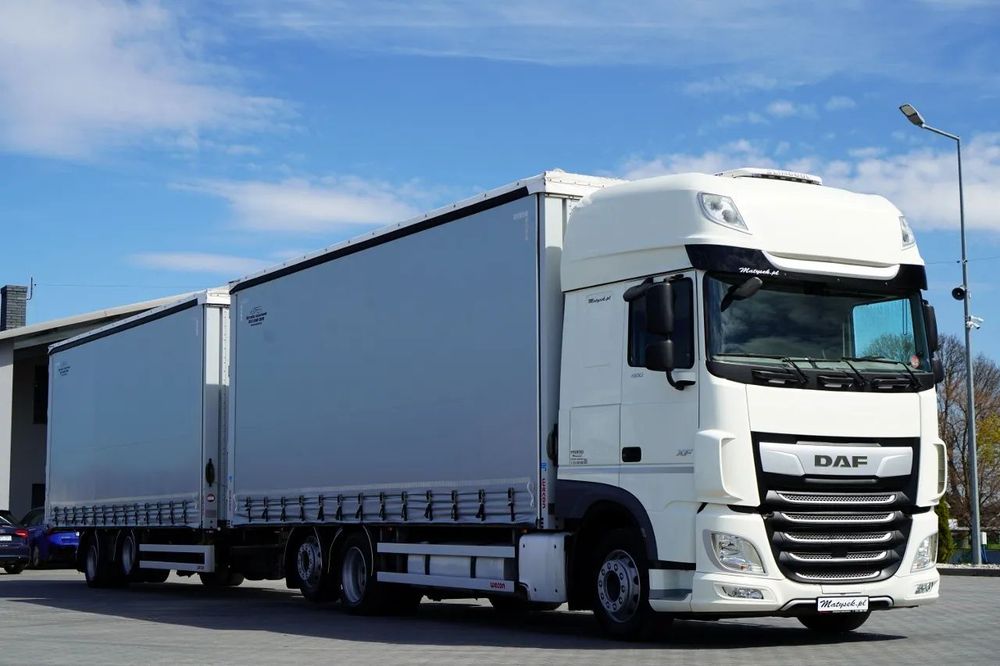 DAF XF 480 / CUPLAJ TANDEM / SSC / MEGA / PUNȚĂ RIDICATĂ / I-PARK COOL / ȘINGURI PENTRU STICLE / REMORCA WECON - 7,70 M /