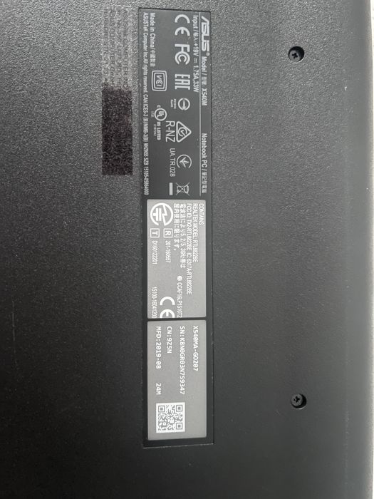Laptop Asus model X540M