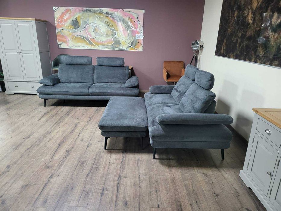 Тъмно сив комплект дивани от плат тройка и двойка "Dieter Knoll"