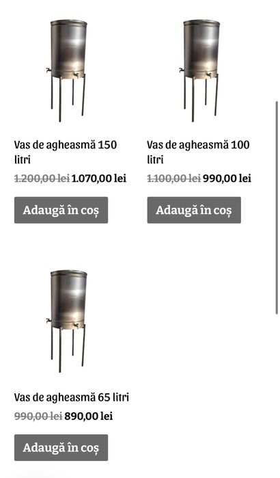 Promotie - Vas aghiasma din inox alimentar 65 100 150 litri