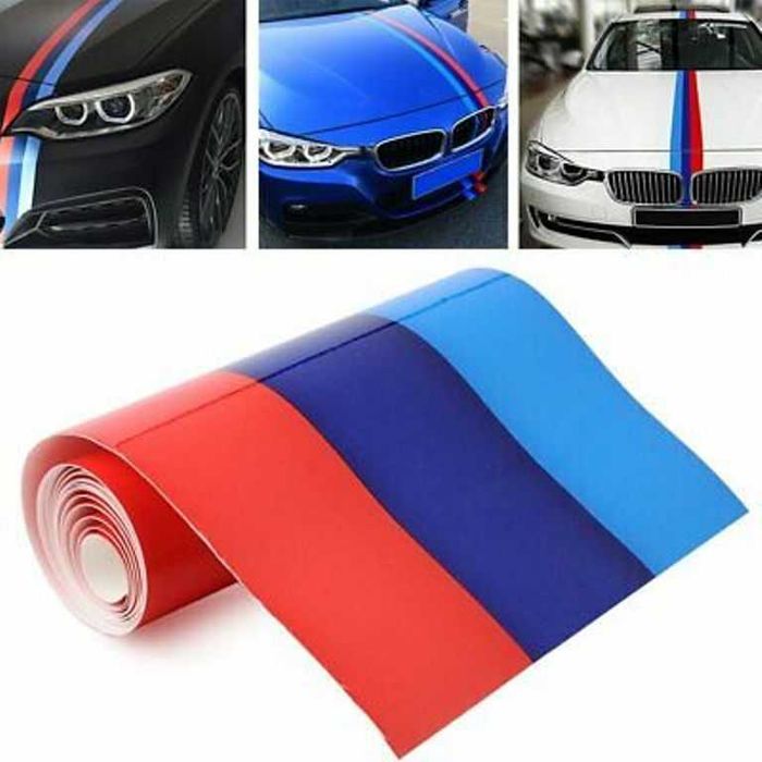 Трицветна декоративна самозалепваща лента BMW/ MPower - 5 метра