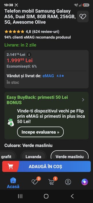 Samsung A 56 256 gb  ca nou nout