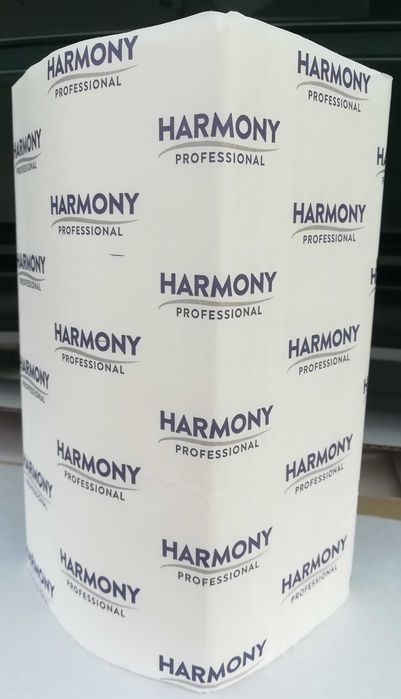 Prosoape pliate hartie V, 2 str., 200 buc., alb, Harmony!