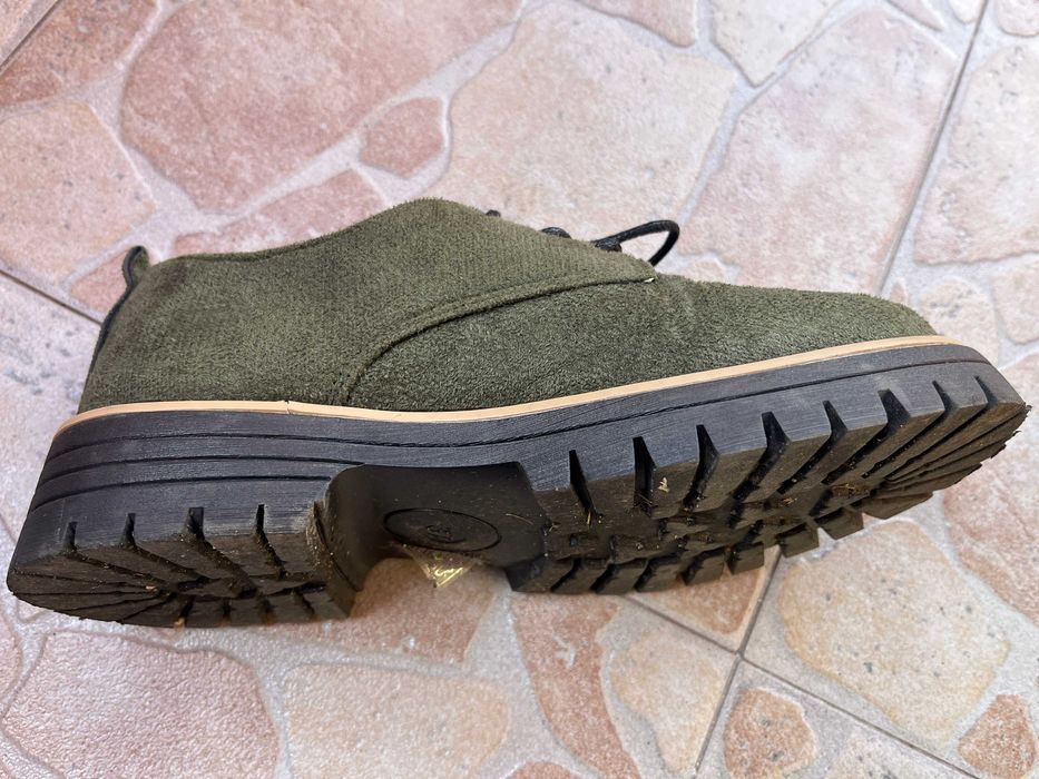 Дамски зелени обувки от велур – ежедневни обувки с връзки, размер 37