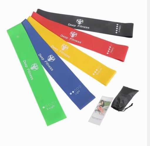 5 бр. Фитнес тренировъчни ластици с различна степен на тежест