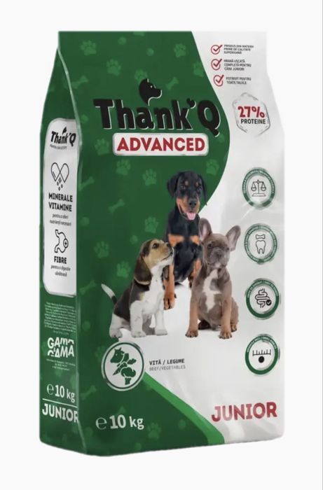 Hrana caini Thank Q ADVANCED JUNIOR 10kg– pui/vită