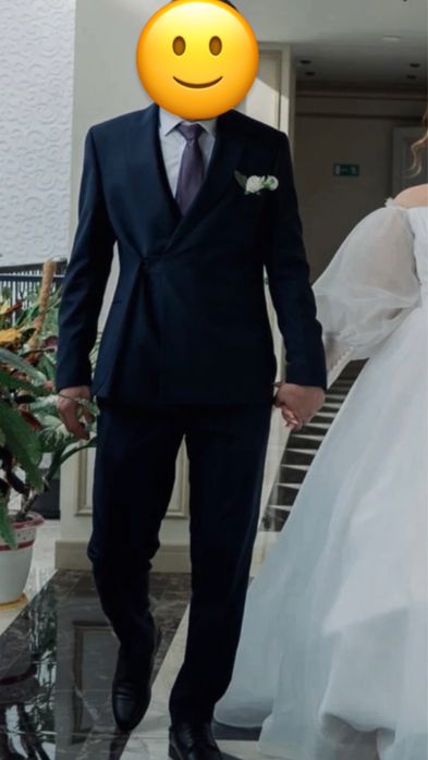 Костюм тройка синего цвета