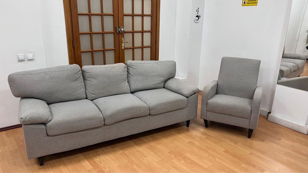 Canapea+fotoliu gri