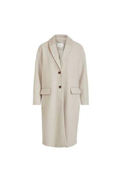 Palton lana, gri deschis/alb murdar/fildes