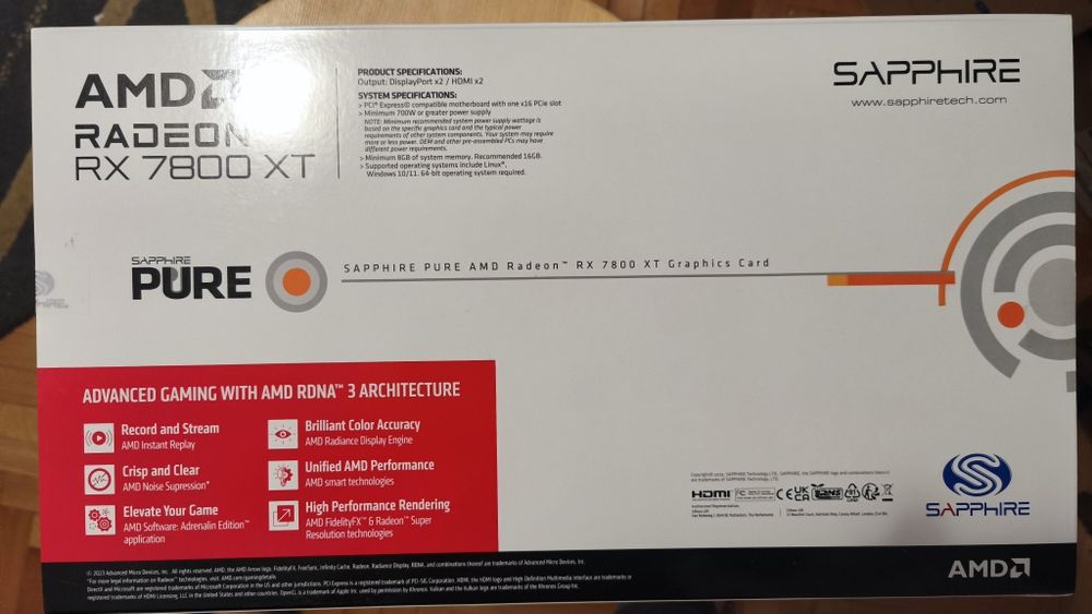 Placa video Sapphire RX 7800 XT pure